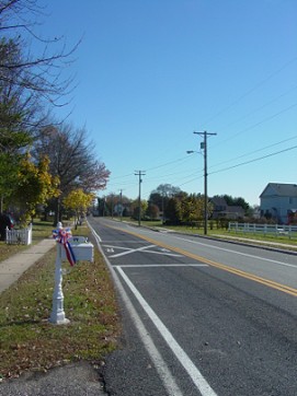 Democrat Road looking east from Mickleton park